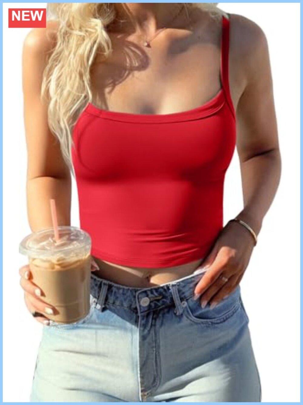Womens Tank Top with Built in Bra Longline Workout Sports Bra Camisole